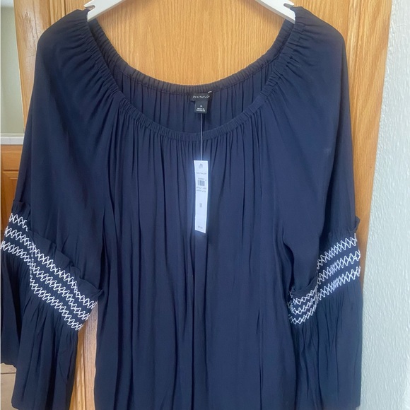 Ann Taylor Tops - Ann Taylor Navy Blue Blouse with White Accents